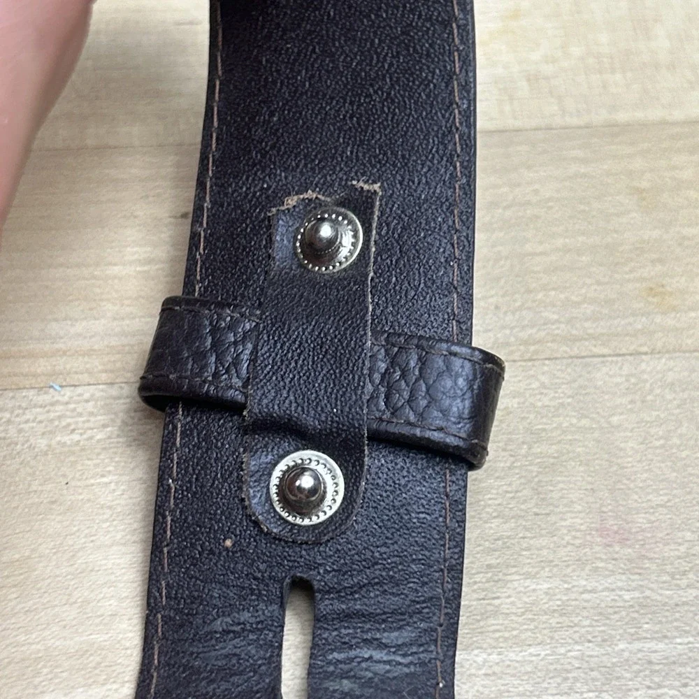 Handmade Top Grain Cowhide Belt‎ Inside Zipper Brown M34-35 No Buckle
